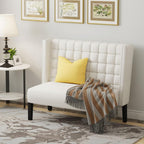 Andeworld Modern Loveseat Settee Bench Sofa Couch, Faux Leather,White
