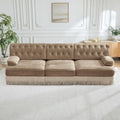 healthomse Modular Sectional Sofa Couch, Soft Velvet Fabric Chesterfield Style Sofa, Modern Button Tufted Couch with Floor-grazing Tassel Fringe Skirt, for Living Room, Bedroom (Camel, 106.1inch)