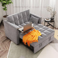 ORRD Convertible Sofa Bed,3-in-1 Multi-Functional Velvet Sleeper Couch Pull-Out 48'' Loveseat Bed Chaise Lounge with Adjustable Backrest and Pillows,Hidden Side Table for Living Room,Small Space Grey