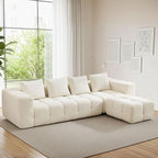 119" Oversized Cloud Boneless Couches for Living Room, Modern Tufted Modular Sectional Sofa with Deep Seat & Movable Ottoman, L Shaped Memory Foam Chenille Couch, No Assembly Required, Beige