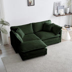 Deep Seat Cloud Loveseat Sofa Sectional Couch with Movable Ottoman, 2 Seater Oversized L Shaped Corner Sofa&Couches, Comfy Chenille Love Seat for Living Room Bedroom Apartment Office