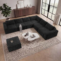 Vesgantti 143.7" Large Boneless Sectional Couch, 7 Seater Sofas, Black