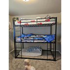 Mixcous Heavy Duty Triple Twin Size Bunk Bed, Twin Over Twin Over Twin