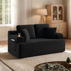 66.5" Corduroy Cloud Loveseat Sofa, 2-Seater Boneless Couch(Black)
