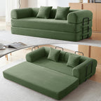 79" Convertible Futon Sofa Bed, Boneless Couch for Living Room (Green)
