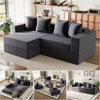Modular Boneless Loveseat, L-Shape Cloud-Like Sectional Couch with High-Density Memory Foam, Convertible Comfy Couch for Living Room Apartment Small Space - No Assembly Required, Grey