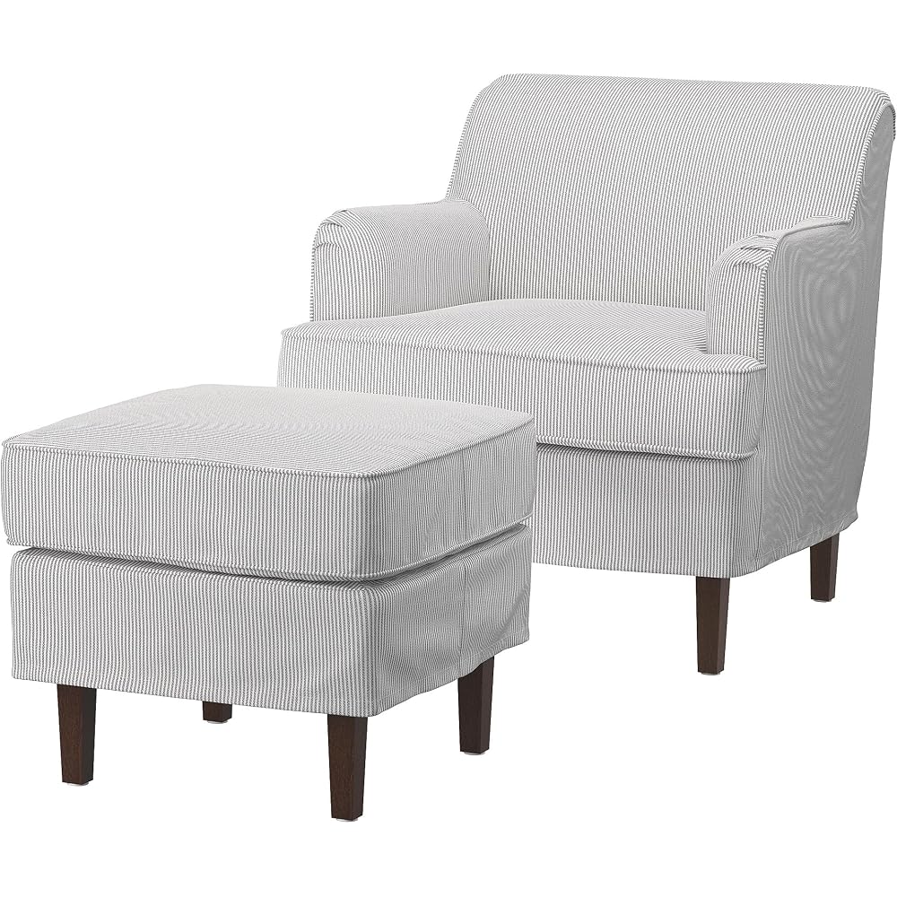 ProTuning ROCKSJÖN Armchair with footstool, Klovsta grey/white