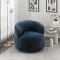 Lexicon Modern Barrel Swivel Accent Chair - Upholstered Soft Chenille Fabric with Metal Base, 360 Degree Round Swivel Accent Chair for Living Room, Bedroom, Office, No Assembly Required, Blue