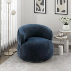 Lexicon Modern Barrel Swivel Accent Chair - Upholstered Soft Chenille Fabric with Metal Base, 360 Degree Round Swivel Accent Chair for Living Room, Bedroom, Office, No Assembly Required, Blue