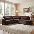 Merax 123.23" Curved Polyester Sectional Sofa Set, Modern Cloud Couch with Chaise Lounge & Right Hand Facing, High-Density Fully Compressed Sponge, Fully Assembled for Living Room, Dark Brown